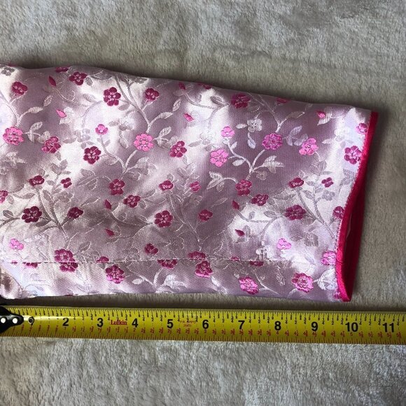 PINK Cherry Blossom Cheongsam Qipao Asian Long Satin Dress Size Small/Medium - Picture 8 of 15